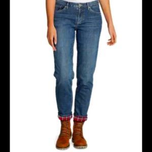 NWT Moose Creek Flannel Lined Jeans Plaid High Waist Straight Leg